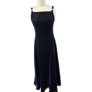 Betsy and Adam Sleeveless Blue/Black Metallic Acetate Gown Women's Size 10